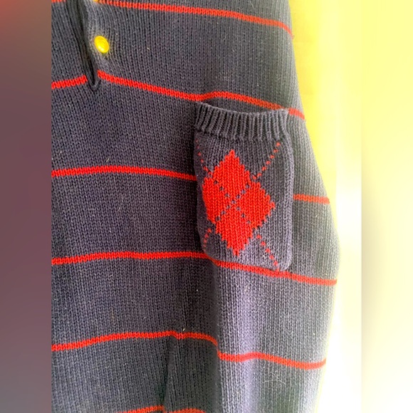 🔵🔹❤️🟦Vintage Pringle of Scotland %100 Cotton Sweater Argyle - Picture 2 of 5
